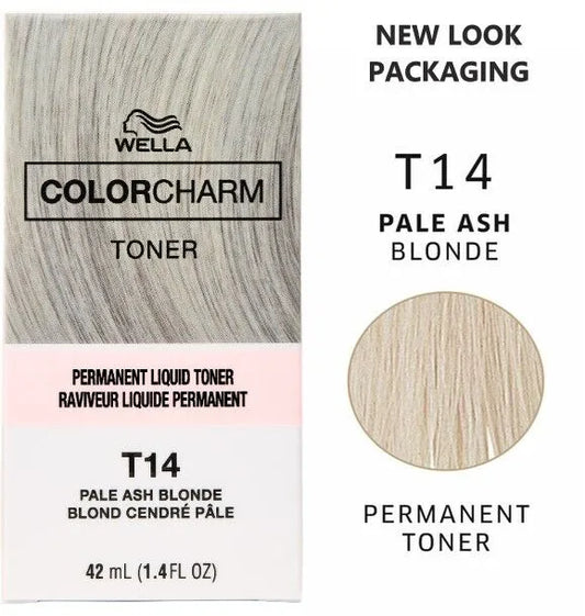 Wella Color Charm Toner T14 Pale Ash Blonde liquid toner for cool ash blonde hair