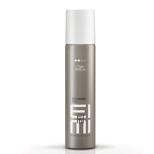 Wella Professionals EIMI Dynamic Fix 500ml strong hold professional hairspray in a grey and purple aerosol can.