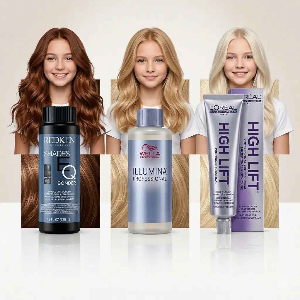 Redken, Wella and L'Oréal Professionnel colour longevity products displayed side by side — professional guide to long-lasting hair colour