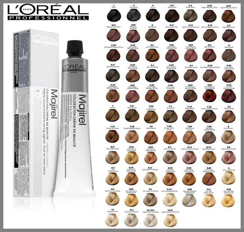 L’Oréal Professionnel Majirel Hair Colour 50ml professional permanent salon hair dye available in all shades with up to 100% grey coverage