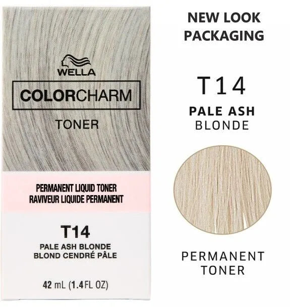Wella Color Charm Toner T14 Pale Ash Blonde liquid toner for cool ash blonde hair