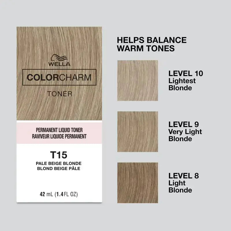 Wella Color Charm Toner T15 Pale Beige Blonde professional liquid hair toner