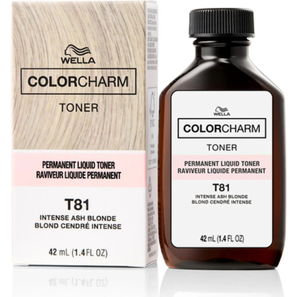 Wella Color Charm Toner T81 Intense Ash Blonde liquid toner for icy ash blonde hair