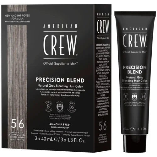 American Crew Precision Blend 5 over 6 men's hair color – natural medium brown shade for gray blending