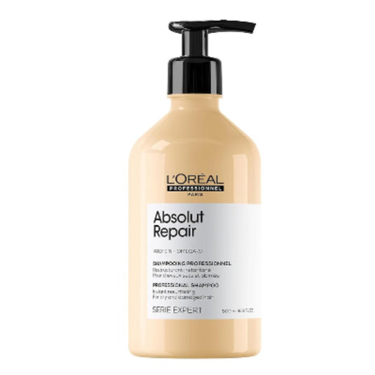 L'Oréal Professionnel Serie Expert Absolut Repair Shampoo 500ml bottle for resurfacing and repairing dry, damaged hair